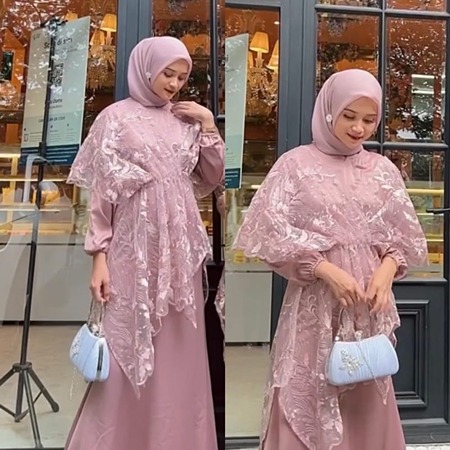model gamis brokat untuk orang gemuk biar kelihatan langsing 5